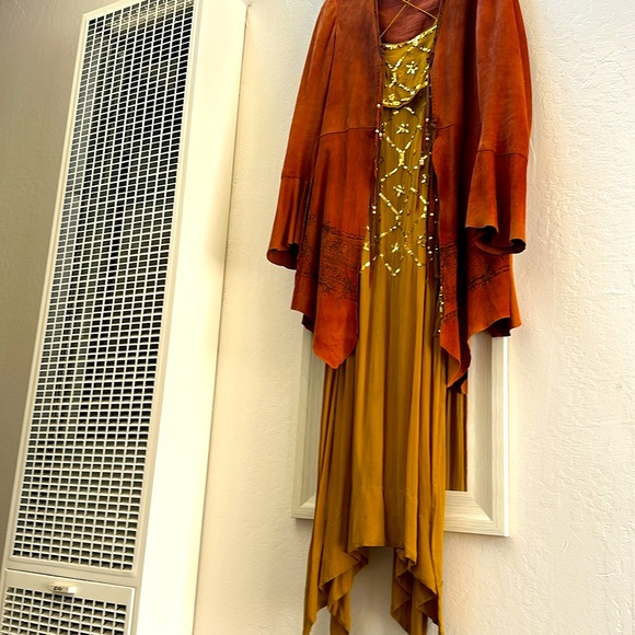 Free People Yellow Sequin Asymmetrical Maxi Dress - Picture 4 of 4